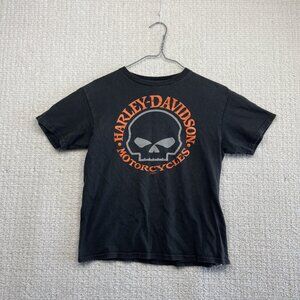 Harley Davidson T-Shirt Motorcycles Skull Graphic Tee Youth Size M Grunge Black